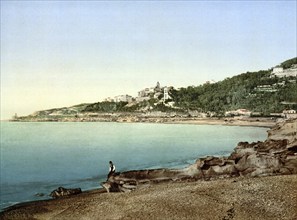 General view from the east, Bordighera, Riviera. Italy, c. 1895, Historic, digitally restored