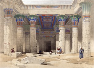 Colonnade of the Temple of Philae, Nubia, Egypt, around 1850, Historical, digitally restored