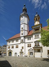 Eisenberg town hall from the 16th century on the market square, old town of Eisenberg,