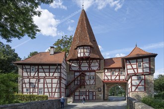 Rödelseer Tor, built in the 13th century, part of the town fortifications of Iphofen, Lower