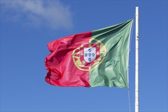 Portuguese national flag in the wind, Lisbon, Portugal, Europe