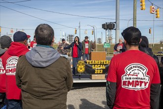 Detroit, Michigan USA, 9 November 2024, Congresswoman Rashida Tlaib speaks at a Teamsters