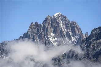 Steep rocky mountain peak, Aiguille Verte, Chamonix, Haute-Savoie, France, Europe