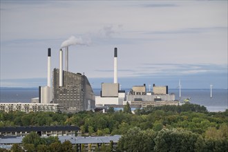 Amager waste incineration plant or Amagerforbrænding, wind turbines, Copenhagen, Denmark, Europe