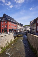 City centre with Erft and pedestrian zone of Bad Münstereifel, Eifel, Euskirchen district, North