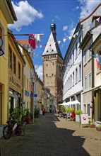 Roßmarktstraße, behind the city gate Altpörtel, Old Town, Speyer, Rhineland-Palatinate, Germany,