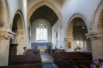 Interior of village parish church of Saint Andrew, Ogbourne St Andrew, Wiltshire, England, UK