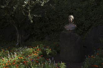 Bust of Sissi, Sissi Promenade, Trauttmansdorff Castle, Botanical Gardens, Merano, Meran, South