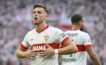 Goal celebration Ermedin Demirovic VfB Stuttgart (09) Josha Vagnoman VfB Stuttgart (04) MHPArena,