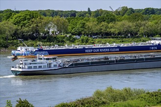 Cargo ships on the Rhine near Duisburg-Baerl, gas tanker Ineos Aloo, transporting butane gas from