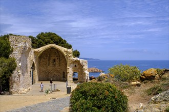 Church ruins, Vella St Vincent, Tossa de Mar, Costa Brava, Catalonia, Spain, Europe