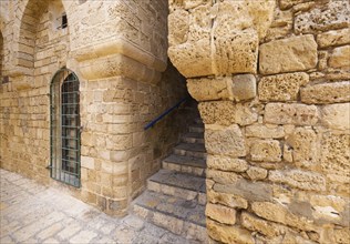 Israel, Tel Aviv Namal Yafo historic Old Jaffa port with art galleries, boutiques and old houses,