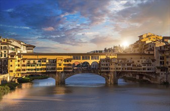 Scenic beautiful Ponte Vecchio bridge in Florence historic city center