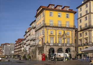 Colorful facades of houses along Cais da Estiva in the Ribeira district, Porto, Portugal, Europe