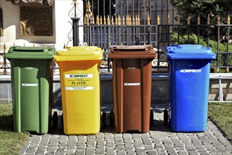 Waste bins, waste separation, Bucharest, Romania, Europe