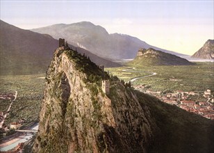 The valley, Sarca, Lake Garda, Italy, Historical, digitally restored reproduction from a 19th