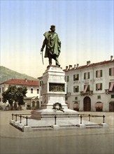 Como, Garibaldi Monument, Lake Como, Italy, Historical, digitally restored reproduction from a 19th