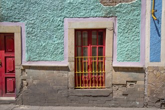 Scenic cobbled streets and traditional colorful colonial architecture in Guanajuato historic city