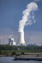 View across the Rhine to the STEAG coal-fired power plant Walsum, Block 10, cooling tower, parts of