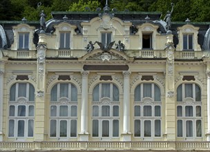 Art Nouveau window front at the Grandhotel Pupp in the spa district, Karlovy Vary, Bohemia, Czech