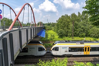 Ripshorster Brücke Oberhausen, railway line, behind it the Gleispark Frintrop, former railway site,