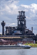 Duisburg-Hüttenheim steelworks, Hüttenwerke Krupp-Mannesmann, HKM, blast furnace A, Rhine cargo