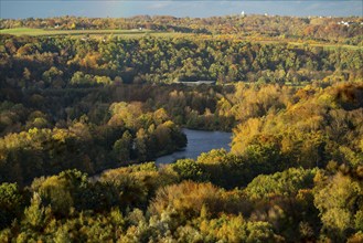 Autumnal forest along the Ruhr valley between Essen-Kettwig and Essen-Werden, seen from Öfter Wald,