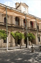 Historic Ayuntamiento city hall building in central Seville, Spain, Europe