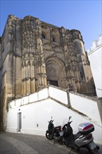 Gothic facade and doorway church Santa Maria de la Asuncion, Arcos de la Frontera, Cadiz province,