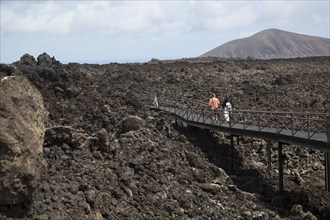 Walkway over lava field, Timanfaya Volcano Interpretation and Visitors' Centre, Lanzarote, Canary