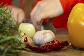 Vegan cooking: Close-up of a garlic clove