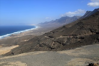 Viewpoint to Cofete beach Atlantic Ocean coast, Jandia peninsula, Fuerteventura, Canary Islands,