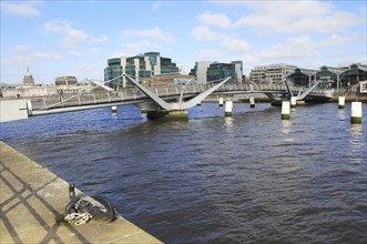 Sean O'Casey bridge crossing River Liffey, Dublin Docklands, Ireland, architect Cyril O'Neill and