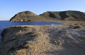 Coastal landscape at Playa de Playazo, Rodalquilar, Cabo de Gata natural park, Almeria, Spain,