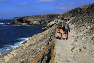 Cliff top footpath at Ajuy, Fuerteventura, Canary Islands, Spain, Europe