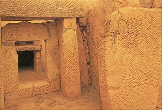 Mnajdra neolithic megalithic prehistoric temple complex site, Malta, Europe