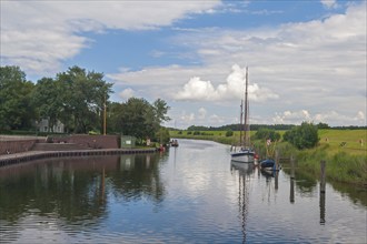 Boats at the old harbour of Hooksiel, Wangerland, Lower Saxony, Germany, Europe