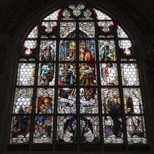 Church windows, stained glass from the 15th century, St Jakob's Church, built around 1400,