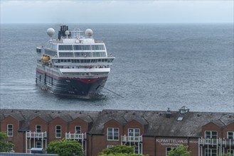 Passenger ship Maud, Hurtigruten Expeditions in the roadstead off the offshore island of Helgoland,