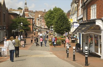 Pedestrian shoppers Cliffe High Street, Lewes, East Sussex, England, United Kingdom, Europe