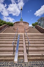 Stairs to the Eiserner Steg pedestrian bridge from the Alt-Sachsenhausen district in Frankfurt am