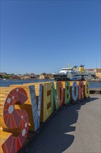 Maritime Svendborg, Frederiksø, Frederiks Island in the harbour, colourful lettering, old