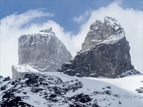 Mountain peaks at the Calluqueo glacier tongue, Patagonia, Chile, South America