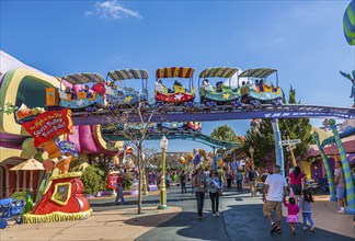 The High in the Sky Seuss Trolley Train Ride at Seuss Landing in Islands of Adventure at Universal