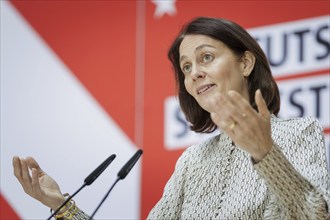 Katarina Barley, SPD lead candidate for the 2024 European elections, at a press conference