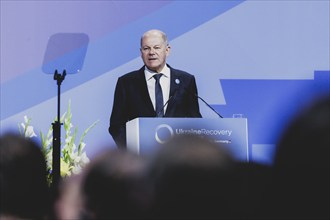 Olaf Scholz (SPD), Federal Chancellor, recorded during the Ukraine Recovery Conference URC in