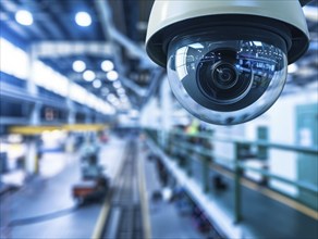 CCTV security safety camera provides surveillance, privacy and protection to business warehouse, AI