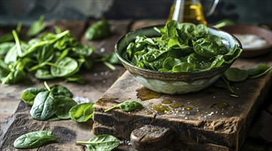 Nutritious spinach salad leaves that provide big health benefits, AI generated