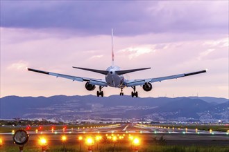 Japan Airlines JAL aircraft lands at Itami Airport (ITM) in Osaka, Japan, Asia