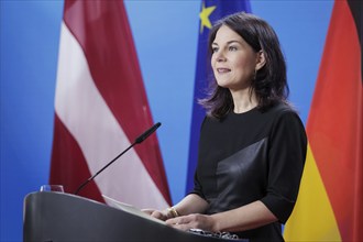 Annalena Bärbock (Alliance 90/The Greens), Federal Foreign Minister, at a press conference at the